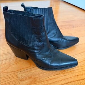 Sam Edelman Black Leather ‘West’ Ankle Boots Size 10